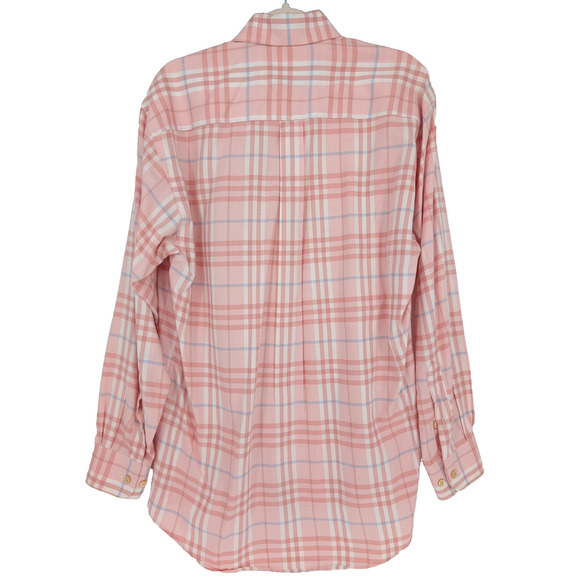 Authentic Burberry London Mens Pink Nova Check Plaid Cotton Button Down Shirt MD - Picture 6 of 11
